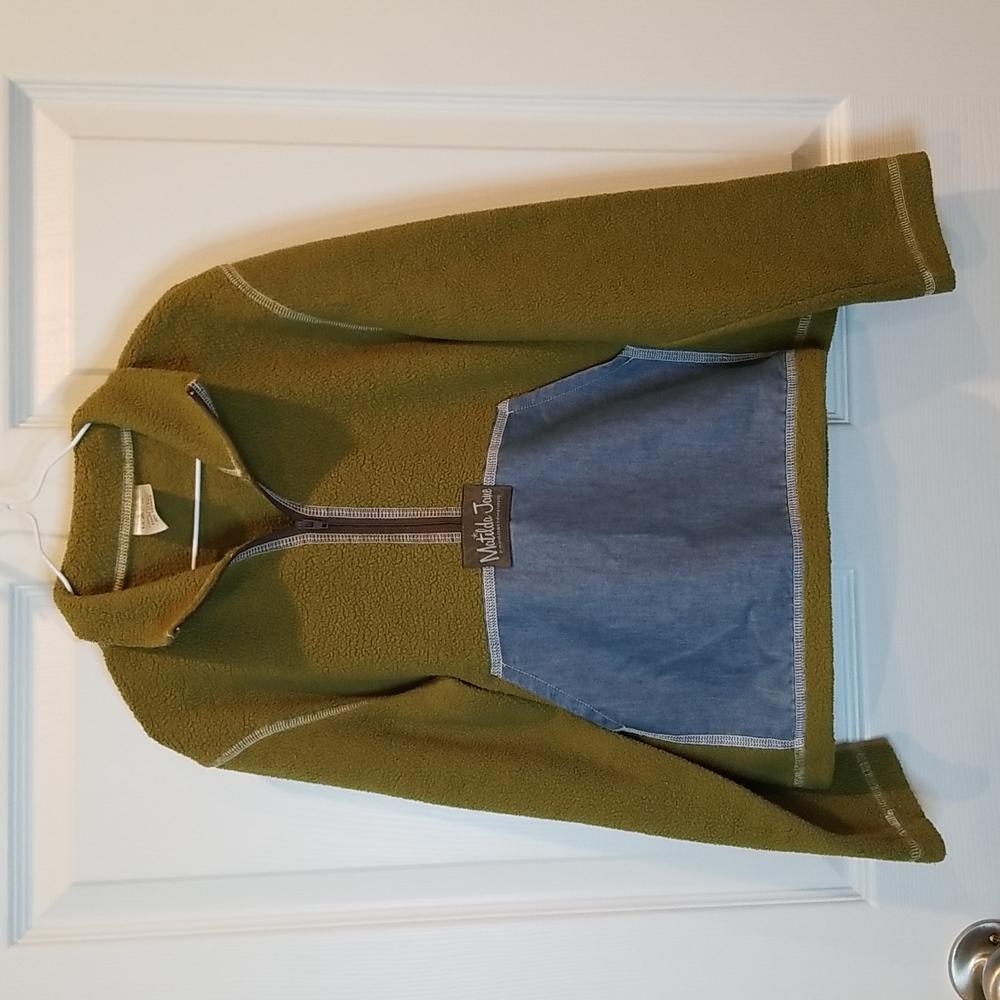 VINTAGE Matilda Jane Westside 1/2 Zip Green Fleece Pullover Kids Size 8
